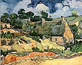 Cottages Canvas Paintings - Thatched Cottages at Cordeville